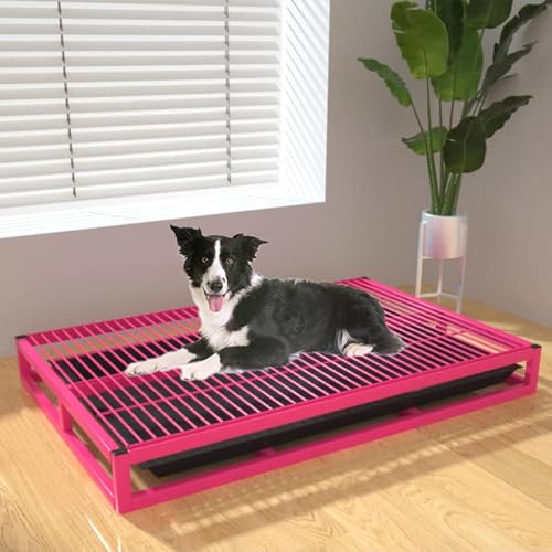 Hundetoiletten-Trainingstablett, für drinnen und draußen, tragbar, stabil, Metall, für Veranda, Badezimmer, Wohnung, Balkon (Größe: 61 x 45 x 8,9 cm, Farbe: Pink) von RCJCQSR