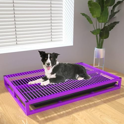Hundetoiletten-Trainingstablett, für drinnen und draußen, tragbar, stabil, Metall, für Veranda, Badezimmer, Wohnung, Balkon (Größe: 78 x 49,8 x 8,9 cm, Farbe: Violett) von RCJCQSR
