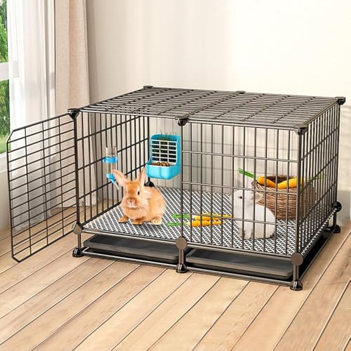 Kaninchenkäfig, faltbar, Metall, mit Drahtverlängerung, großes Fassungsvermögen, für Frettchen, Chinchilla, Katzen, Meerschweinchen, Haustierkäfig mit herausziehbarer Ablage (Größe: 75 x 39 x 47 cm) Kaninchenkäfig, faltbar, Metall, mit Drahtverlängerung, großes Fassungsvermögen, für Frettchen, Chinchilla, Katzen, Meerschweinchen, Haustierkäfig mit herausziehbarer Ablage (Größe: 75 x 39 x 47 cm) von RCJCQSR