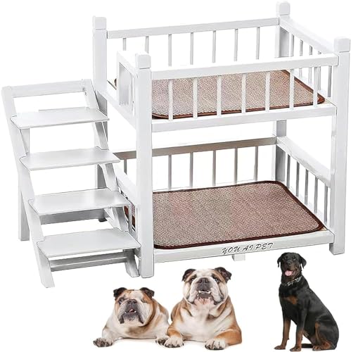 RCJCQSR Hunde-Etagenbett für kleine, mittelgroße und große Hunde, abnehmbares doppellagiges Haustierbett mit Treppe RCJCQSR Hunde-Etagenbett für kleine, mittelgroße und große Hunde, abnehmbares doppellagiges Haustierbett mit Treppe von RCJCQSR
