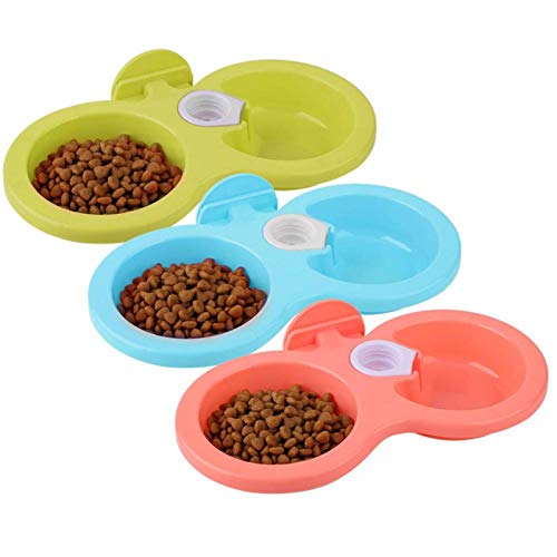 RDAHSUEHH Haustier Hängende Schüssel 2-in-1 Hundekäfig Hängende Schalen für kleine Hunde Futter Wasser Doppelschalen Automatische Schwerkraft Wasser Trinkbrunnen (Grün) von RDAHSUEHH