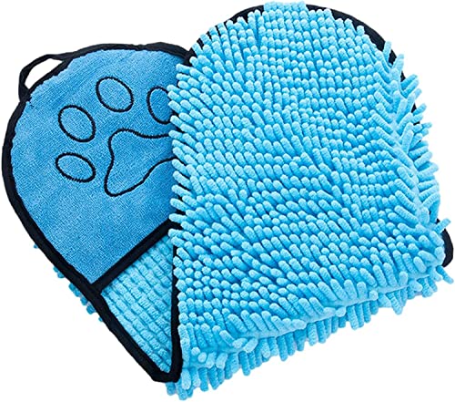 RDAHSUEHH Haustierhandtücher, super saugfähig, schnell trocknend, Hundebademantel, Mikrofaser, Trockentuch mit Eingriffstaschen für Hunde, Katzen und Haustiere (blau) von RDAHSUEHH