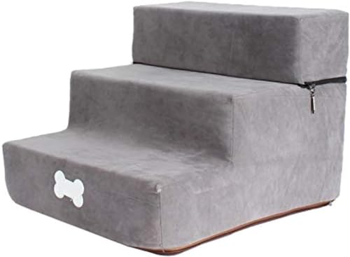 RDAHSUEHH Haustiertreppe mit 3 Stufen, abnehmbare 3-stöckige Treppe, mit waschbarem Bezug, für kleine Hunde, Bett und Sofa von RDAHSUEHH