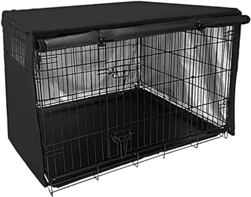RDAHSUEHH Hundekäfigabdeckung mit PU-Beschichtung innen 210D Oxford-Tuch Atmungsaktive Doppeltür Hundekäfigabdeckung Sehr gut geeignet Indoor und Outdoor (XL) von RDAHSUEHH