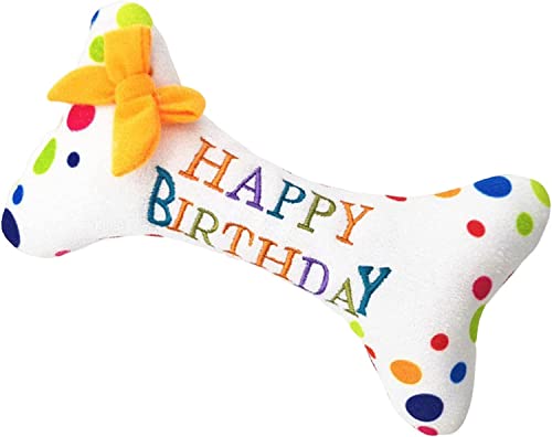 RDAHSUEHH Hundeknochenspielzeug, Plüschknochen, quietschendes Spielzeug, interaktives Kauspielzeug für kleine, mittelgroße und große Hunde, Katzen, Happy Birthday Geschenk von RDAHSUEHH