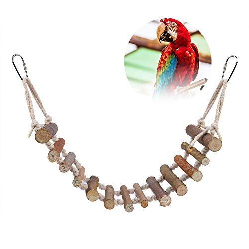Vogelleiter Holzleiter mit Seil Holz Flexible Leitern Schaukel Klettern Hängebrücke für Wellensittiche Conure Hamster von RDAHSUEHH