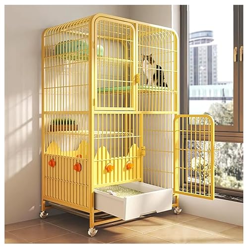 RDHMJSJAZ 4-Tier DIY Metal Wire Cat Enclosure with Hammock, Large Cats Crate for 1-2 Cats, Ferret, Squirrel and Small Animals(Gold) von RDHMJSJAZ