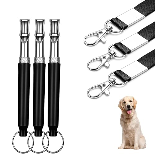RDWESZOD Hundepfeife mit schwarzem Gurt, Ultraschall-Hundepfeife, stoppt das Bellen des Hundes, für das Rückruftraining, 3 Stück von RDWESZOD