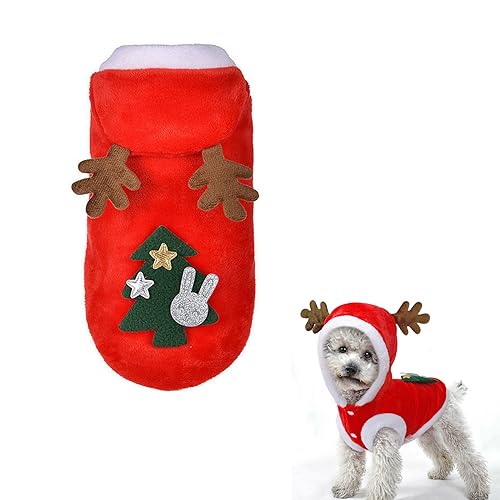RDWESZOD Weihnachtskostüm für Haustiere, für Hunde und Katzen, weich, Wolle, Winter, warm, Hoodie für Welpen, Katzen, Weihnachtskleidung (XL) von RDWESZOD