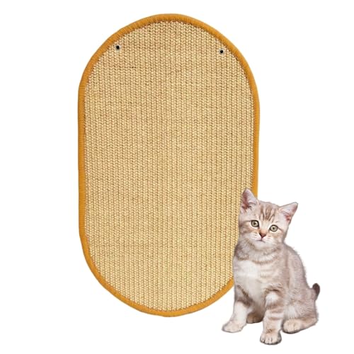 READY TO PETS Herz-Kratzmatte für Katzen, Sisal-Material, Wandmontage und Bodenbefestigung mit Klettband (Einheitsgröße, Oval) von READY TO PETS