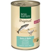 REAL NATURE Original Nassfutter Katze, Adult, Lachs und Huhn mit Distelöl 6x400 g von REAL NATURE