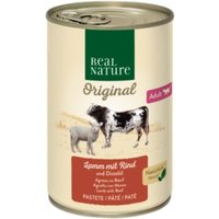 REAL NATURE Original Nassfutter Katze, Adult, Lamm mit Rind und Distelöl 24x400 g von REAL NATURE