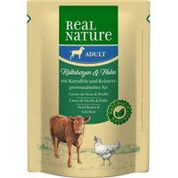 REAL NATURE Adult Pouches Kalbsherzen und Huhn 24x300 g von REAL NATURE