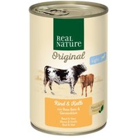 REAL NATURE Original Light Nassfutter für Hunde Rind und Kalb 12x400 g von REAL NATURE