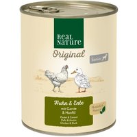 REAL NATURE Nassfutter Hund, Senior, Huhn und Ente 6x800 g von REAL NATURE