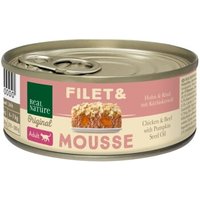 REAL NATURE Original Nassfutter Katze, Adult, Filet & Mousse Huhn und Rind mit Kürbiskernöl 24x85 g von REAL NATURE