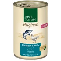 REAL NATURE Original Nassfutter Katze, Adult, Thunfisch und Huhn mit Leinöl 12x400 g von REAL NATURE