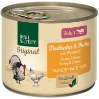 REAL NATURE Original Nassfutter Katze, Adult, Truthahn und Huhn mit Walnussöl 24x200 g von REAL NATURE