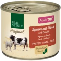 REAL NATURE Original Nassfutter Katze, Adult Lamm mit Rind und Distelöl 6x200 g von REAL NATURE
