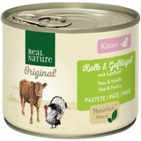 REAL NATURE Original Nassfutter Katze, Kitten, Kalb und Geflügel mit Lachsöl 6x200 g von REAL NATURE