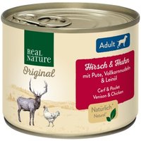 REAL NATURE Original Nassfutter für Hunde Adult Hirsch und Huhn 24x200 g von REAL NATURE