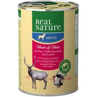 REAL NATURE Original Nassfutter für Hunde Adult Hirsch und Huhn 24x400 g von REAL NATURE