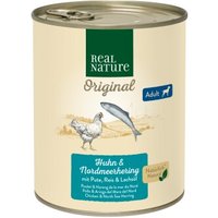 REAL NATURE Original Nassfutter für Hunde Adult Huhn und Nordmeerhering 24x800 g von REAL NATURE