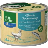 REAL NATURE Original Nassfutter für Hunde Adult Huhn und Nordmeerhering 6x200 g von REAL NATURE