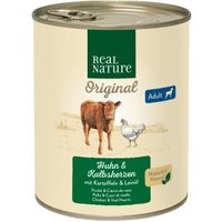 REAL NATURE Original Nassfutter für Hunde Adult Kalbsherzen und Huhn 24x800 g von REAL NATURE