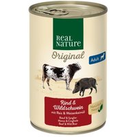 REAL NATURE Original Nassfutter für Hunde Adult Rind und Wildschwein 24x400 g von REAL NATURE