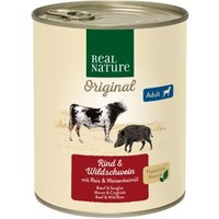 REAL NATURE Original Nassfutter für Hunde Adult Rind und Wildschwein 24x800 g von REAL NATURE