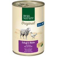REAL NATURE Original Nassfutter für Hunde Adult Schaf und Huhn 24x400 g von REAL NATURE