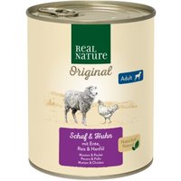 REAL NATURE Original Nassfutter für Hunde Adult Schaf und Huhn 24x800 g von REAL NATURE
