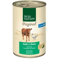 REAL NATURE Original Nassfutter für Hunde Junior Kalb und Huhn 24x400 g von REAL NATURE