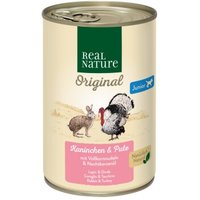 REAL NATURE Original Nassfutter für Hunde Junior Kaninchen und Pute 24x400 g von REAL NATURE