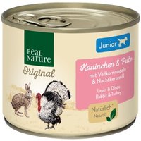 REAL NATURE Original Nassfutter für Hunde Junior Kaninchen und Pute 6x200 g von REAL NATURE