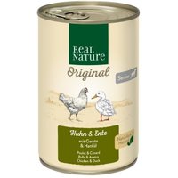REAL NATURE Original Nassfutter für Hunde Senior Huhn und Ente 24x400 g von REAL NATURE