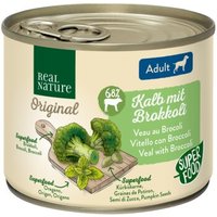 REAL NATURE Original Superfood Nassfutter für Hunde Adult Kalb mit Brokkoli 6x200 g von REAL NATURE