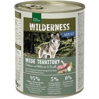REAL NATURE WILDERNESS Nassfutter für Hunde Adult Wide Territory, Feldhase mit Wildente und Forelle 24x800 g von REAL NATURE