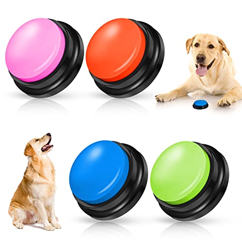 REAQUE Buzzer with Recording Function, Pack of 4 Buzzers with Sound, Sound Button for Dogs, Buzzer with Recording Function for Interacting with Dogs (4 Stück) REAQUE Buzzer with Recording Function, Pack of 4 Buzzers with Sound, Sound Button for Dogs, Buzzer with Recording Function for Interacting with Dogs (4 Stück) von REAQUE