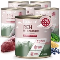 REAVET Hundenassfutter – Reh mit Amaranth an Brokkoli & Heidelbeere 6x800 g REAVET Hundenassfutter – Reh mit Amaranth an Brokkoli & Heidelbeere 6x800 g von REAVET