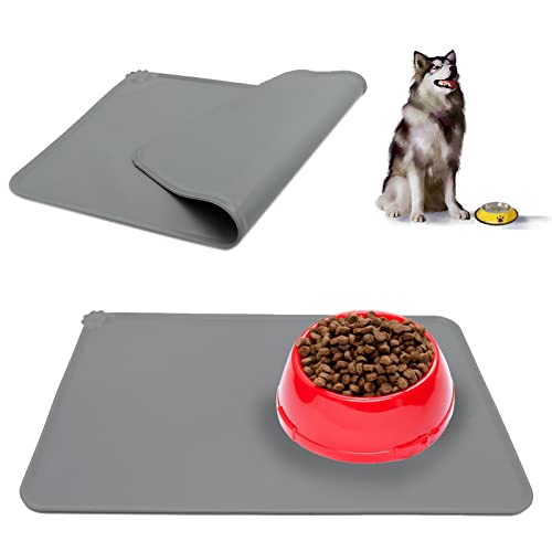Futtermatten für Hunde, Katzen Futternapf Unterlage Silikon Futtermatten rutschfest und Wasserdicht für Hund Katze, Grau, 47x30cm von REBECASKYENS