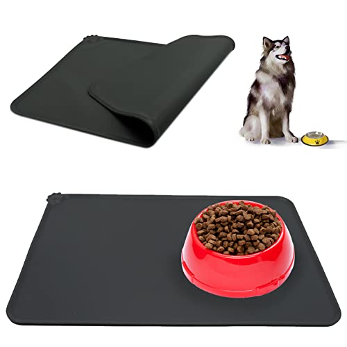 Futtermatten für Hunde, Katzen Futternapf Unterlage Silikon Futtermatten rutschfest und Wasserdicht für Hund Katze, Schwarz, 47x30cm von REBECASKYENS