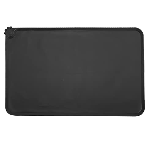 Napfunterlage Hund Katzen, wasserdichte und rutschfeste Silikon Fressnapf Unterlage für Futternäpfe Wassernapf, Futtermatte 47x30cm Schwarz von REBECASKYENS