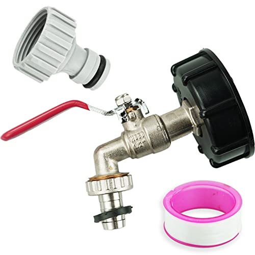REBECASKYENS IBC Tankadapter IBC Tote Tank Ablaufadapter Wassertank Hahnanschluss S60X6 auf Messing Gartenhahn mit 1/2 Zoll Schlauchverschraubung Öl Kraftstoff Wasser von REBECASKYENS