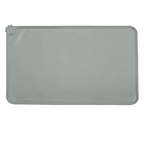 REBECASKYENS Napfunterlage Hund Katzen,wasserdichte und rutschfeste Silikon Fressnapf Unterlage für Futternäpfe Wassernapf, Futtermatte 47x30cm Grau von REBECASKYENS