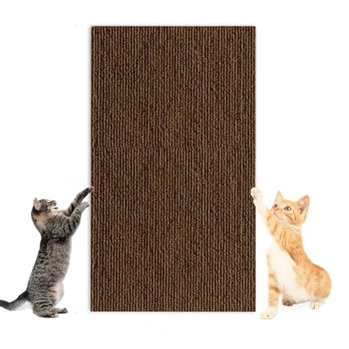 REBOTZ Kletter-Katzenkratzer, Katzenkratzmatte, natürliche Sisal-Katzenkratzmatten, 30/40/60 x 100, zuschneidbarer, Selbstklebender Katzenkratzteppich, schützt Teppiche und Sofas (Color : Brown, Siz von REBOTZ