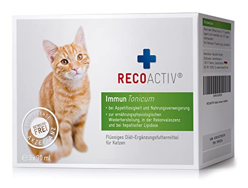 RECOACTIV Immun Tonicum für Katzen, Appetit anregendes Diät-Ergänzungsfuttermittel bei Untergewicht, Mangelerscheinungen, gestörter Nahrungsaufnahme und in der Rekonvaleszenz, 3 x 90 ml von RECOACTIV