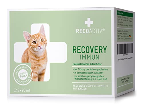RECOACTIV Recovery Immun für Katzen, 3 x 90 ml, hochkalorisches Diät-Alleinfuttermittel bei Mangelernährung und in der Rekonvaleszenz, zur Gewichtszunahme sowie bei Nahrungsverweigerung von RECOACTIV