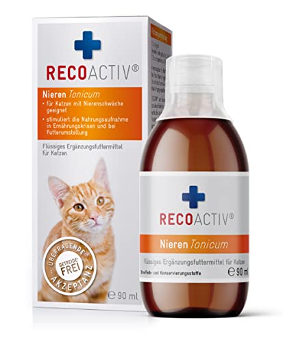RECOACTIV Nieren Tonicum für Katzen, 1 x 90 ml, bei Anzeichen Einer Nierenfunktionsstörung, in der Rekonvaleszenz und zur Prophylaxe. Hochwertiges Protein, Appetit anregendes Ergänzungsfuttermittel RECOACTIV Nieren Tonicum für Katzen, 1 x 90 ml, bei Anzeichen Einer Nierenfunktionsstörung, in der Rekonvaleszenz und zur Prophylaxe. Hochwertiges Protein, Appetit anregendes Ergänzungsfuttermittel von RECOACTIV